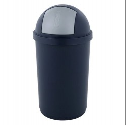 Afvalbak Push-Bulletbin Zilver Antraciet | 50 Liter