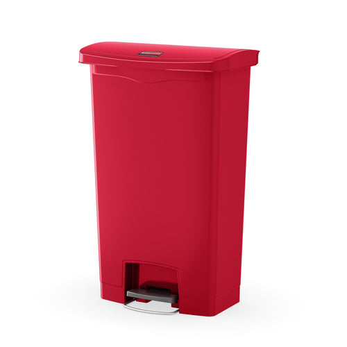 Slim Jim Step On container Front Step kunststof 68L | Rubbermaid | Soft-close | Rood afbeelding 1
