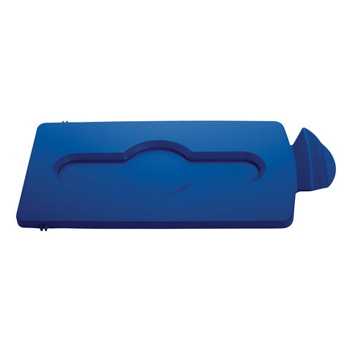 Deksel gesloten voor Slim Jim Recyclingstation | Rubbermaid | Afvalscheiding | Blauw afbeelding 1
