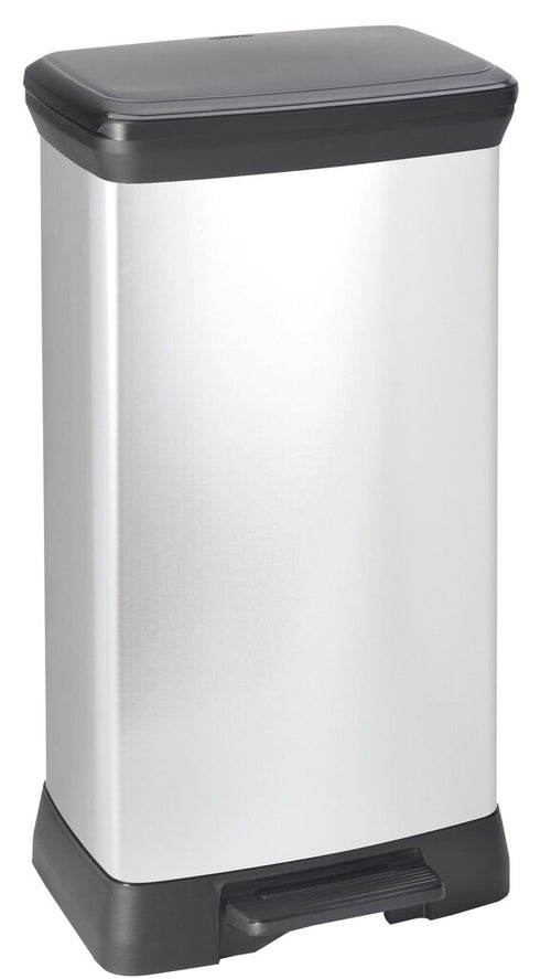 Rechthoekige pedaalemmer Decobin 50L | Curver  | Zilver/Zwart afbeelding 1