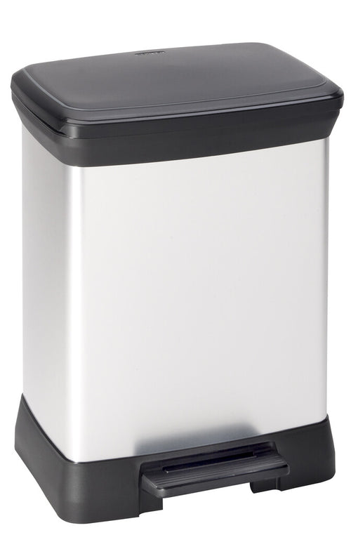 Rechthoekige pedaalemmer Decobin 30L | Curver  | Zilver/Zwart afbeelding 1