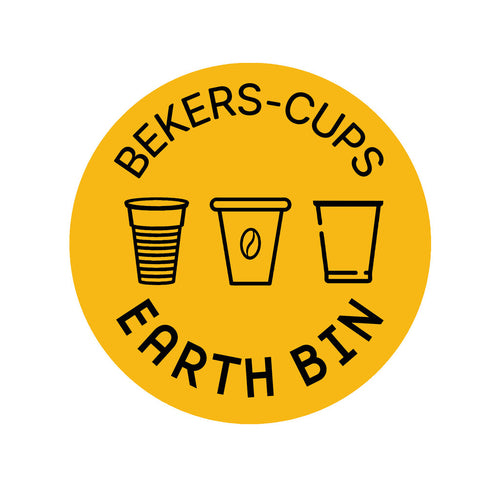 Forex Afvalstroomsticker Bekers | EarthBin | Geel afbeelding 1