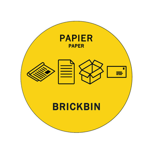 Forex Afvalstroomsticker Papier BE | BrickBin | Geel afbeelding 1
