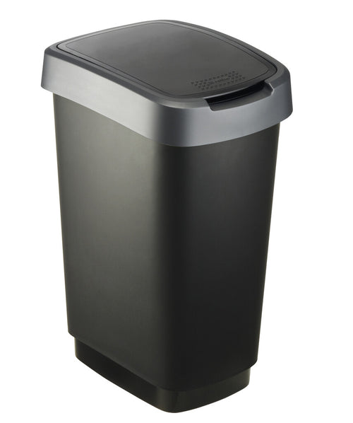 Afvalbak Twist 25L | Rotho  | Zilver/Zwart afbeelding 1