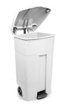 Verrijdbare container met pedaal 125L | Buitengebruik | Wit