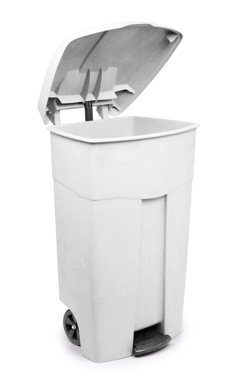 Verrijdbare container met pedaal 125L | Buitengebruik | Wit afbeelding 1