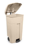 Verrijdbare container met pedaal 125L | Buitengebruik | Crême