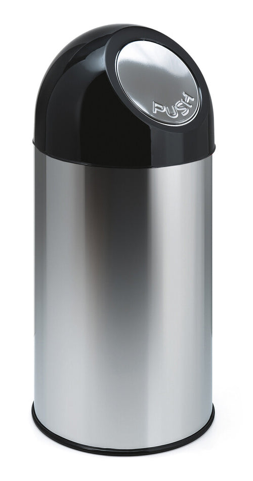 Afvalbak met pushdeksel 40L | V-Part  | Zwart/Rvs afbeelding 1