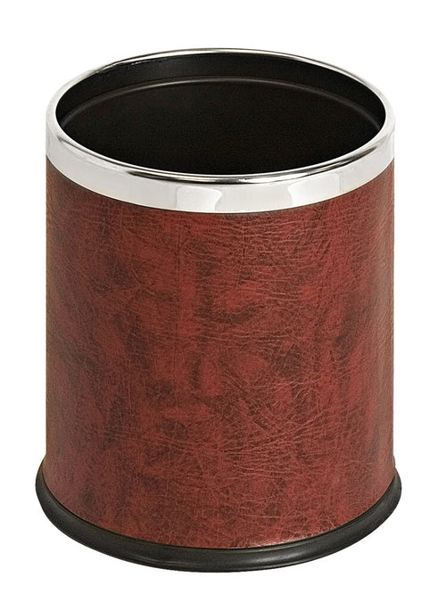 Ronde dubbelwandige papierbak lederlook | V-Part  | Chroom/Bordeaux afbeelding 1