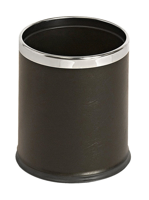 Ronde dubbelwandige papierbak lederlook | V-Part  | Zwart/Chroom afbeelding 1