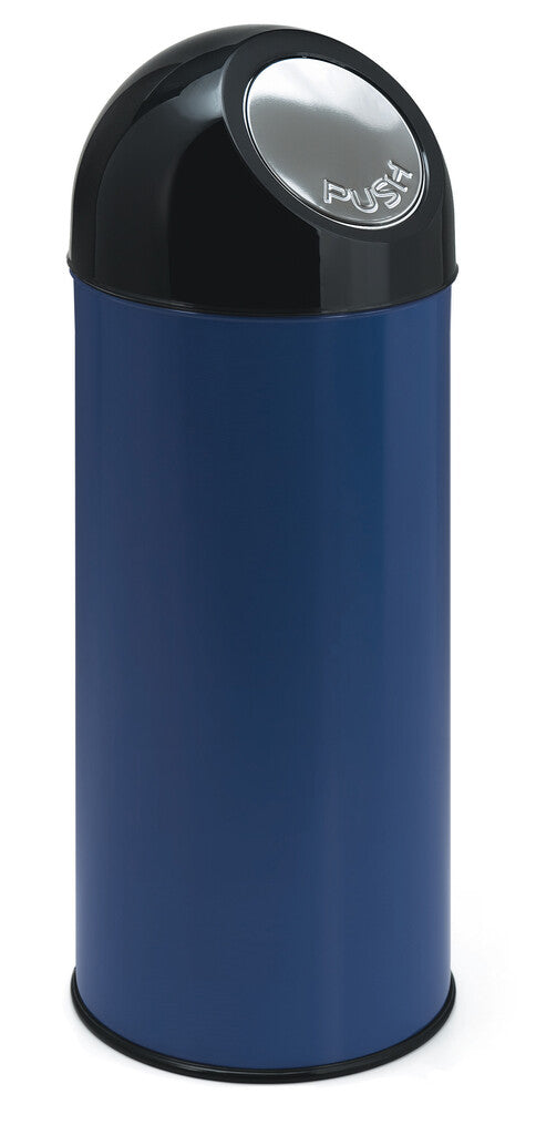 Afvalbak met pushdeksel en binnenemmer 55L | V-Part  | Zwart/Blauw afbeelding 1