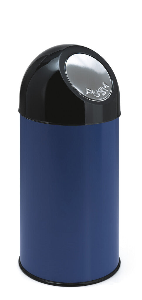 Afvalbak met pushdeksel en binnenemmer 40L | V-Part  | Zwart/Blauw afbeelding 1