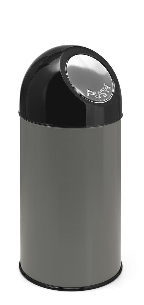 Afvalbak met pushdeksel en binnenemmer 40L | V-Partmetallic | Zwart/Metallic afbeelding 1