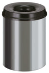 Vlamdovende papierbak 15L | V-Part  | Zwart/Rvs