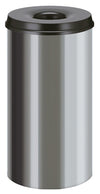 Vlamdovende papierbak 50L | V-Part  | Zwart/Rvs