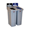 Slim Jim Recyclingstation 2-stroom FR deksel gesloten ()/flessen () | Rubbermaid | Afvalscheiding | Grijs/Zwart/Blauw