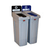 Slim Jim Recyclingstation 2-stroom FR deksel gesloten ()/papier () | Rubbermaid | Afvalscheiding | Grijs/Zwart/Blauw