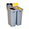 Slim Jim Recyclingstation 2-stroom DU deksel gesloten ()/flessen () | Rubbermaid | Afvalscheiding | Grijs/Geel/Zwart