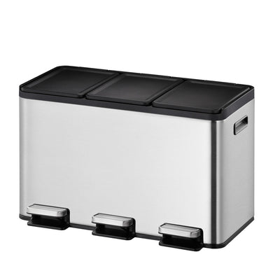 Essential splitted Recycler pedaalemmer 3x10L | EKO | Afvalscheiding | Soft-close | Mat Rvs