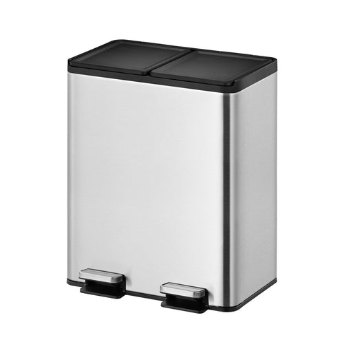 Essential splitted Recycler pedaalemmer 20+20L | EKO | Afvalscheiding | Soft-close | Mat Rvs afbeelding 1