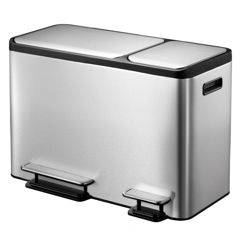 EcoCasa Recycler pedaalemmer 24+12L | EKO | Afvalscheiding | Soft-close | Mat Rvs afbeelding 1