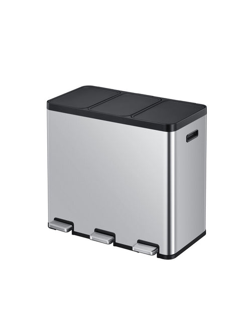 Essential 1 Recycler pedaalemmer 20+20+20L | EKO | Afvalscheiding | Soft-close | Mat Rvs afbeelding 1