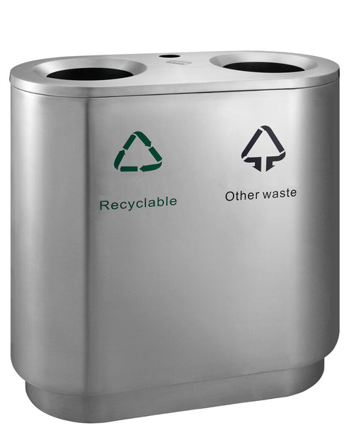 Recycling afvalbak indoor 2x41L | V-Part | Afvalscheiding | Mat Rvs afbeelding 1