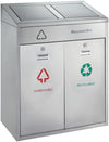 Recycling afvalbak outdoor 2x55L | V-Part | Buitengebruik | Afvalscheiding | Mat Rvs