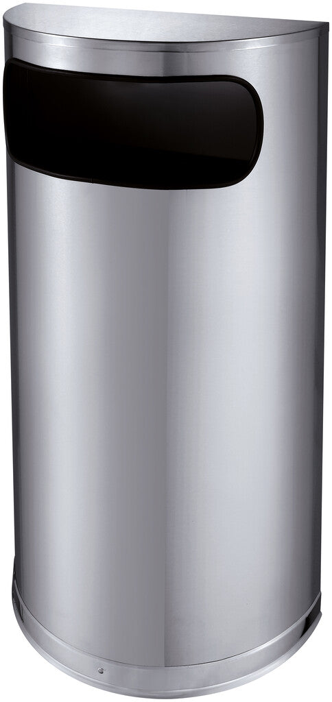 Halfronde afvalbak met zijopening | V-Part | Mat Rvs afbeelding 1