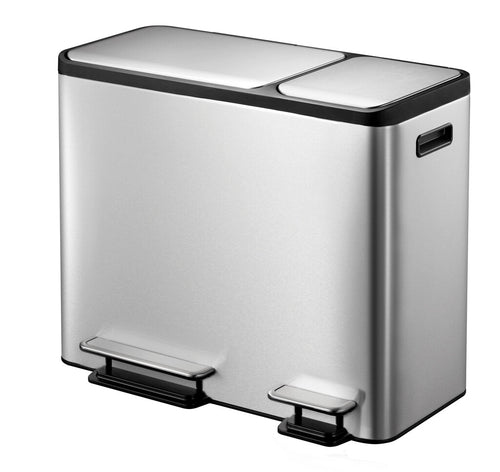 EcoCasa Recycler pedaalemmer 15+15+15L | EKO | Afvalscheiding | Soft-close | Mat Rvs afbeelding 1